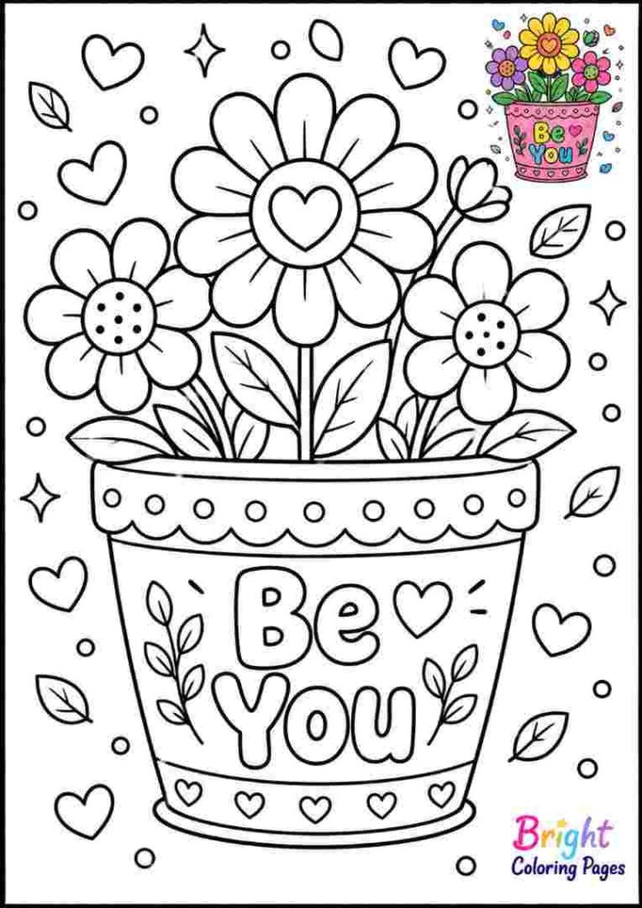 Be You Flower Pot Coloring Page