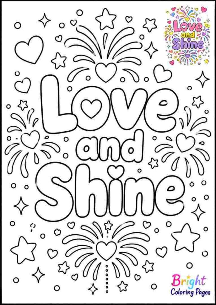 Love and Shine Firework Coloring Page