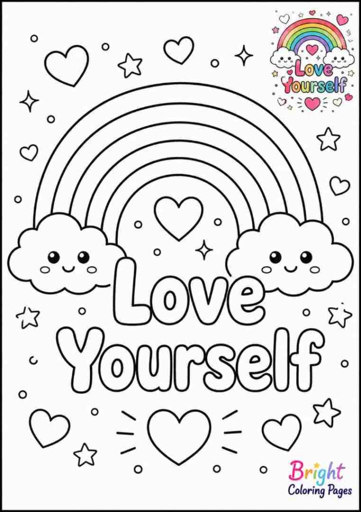 Love Yourself Rainbow Coloring Page
