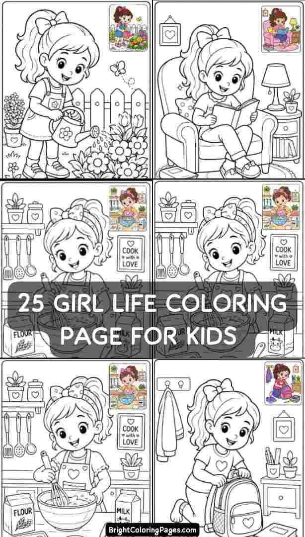 25 Girl Life Coloring Pages For Kids (Free Printable Download)