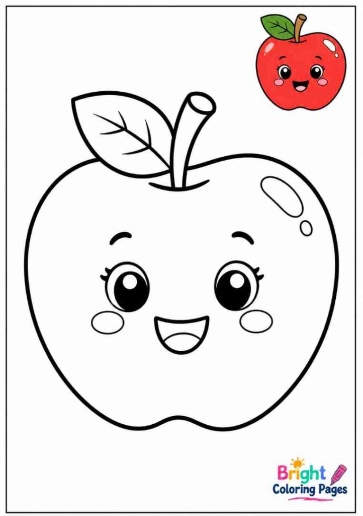 First Day of School Apple Coloring Page