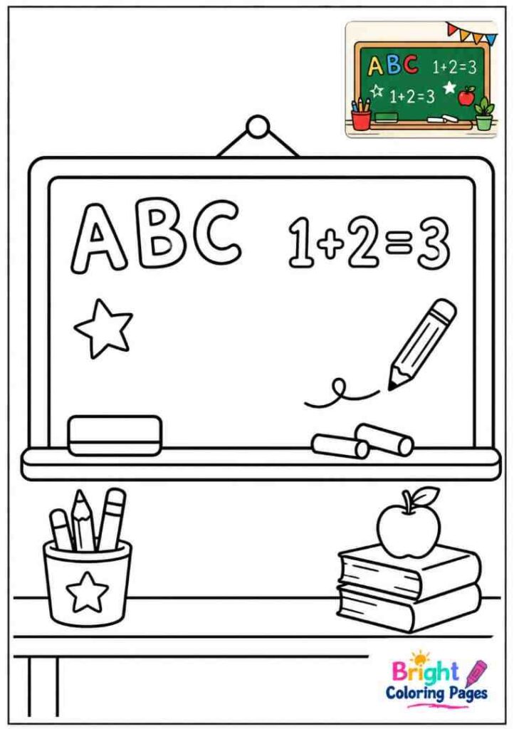 Classroom Chalkboard Coloring Page