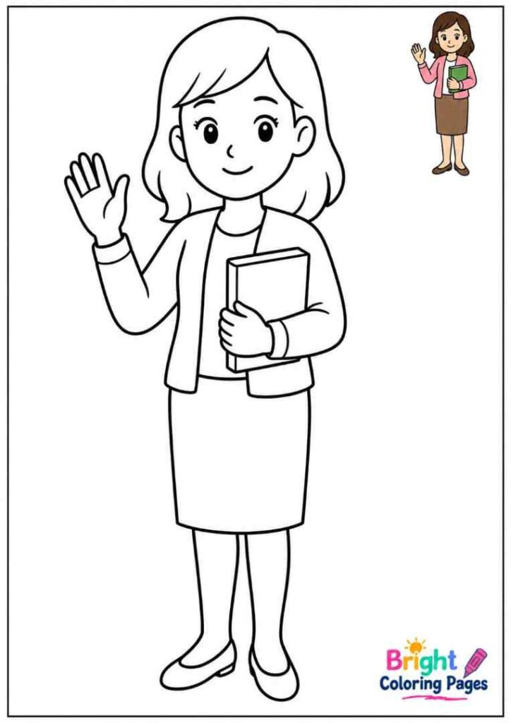 Friendly Teacher Coloring Page