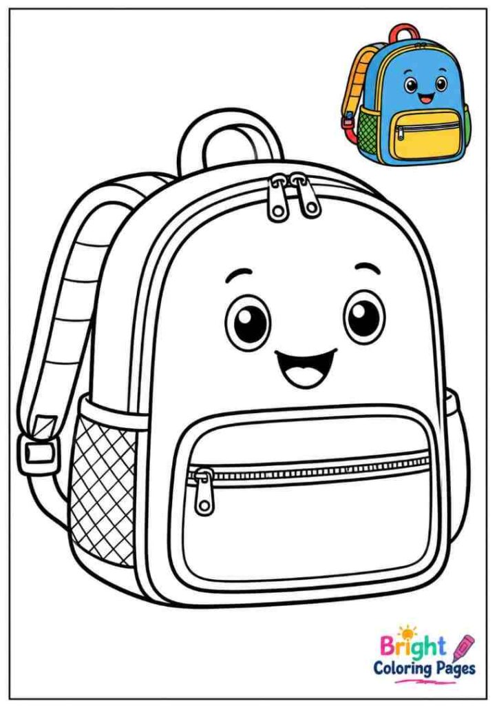 Smiling Backpack Coloring Page
