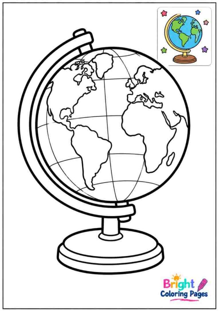 School Globe Coloring Page