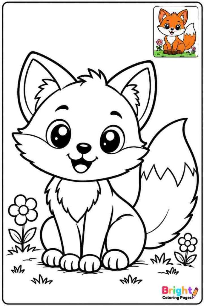 Kawaii Fox coloring page