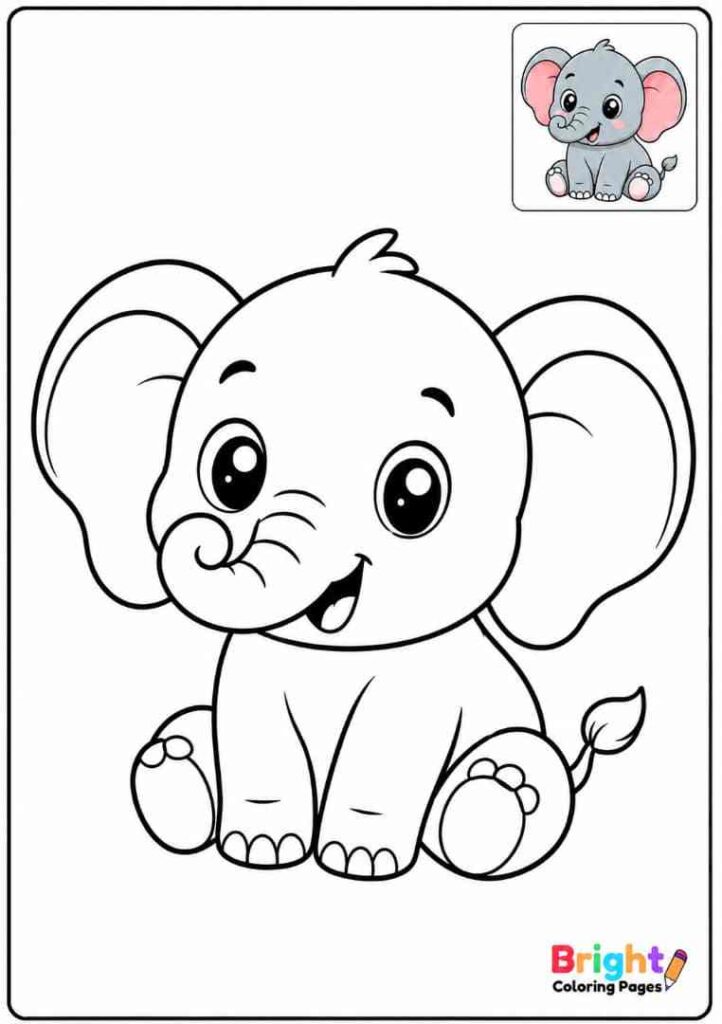 Kawaii Elephant coloring page