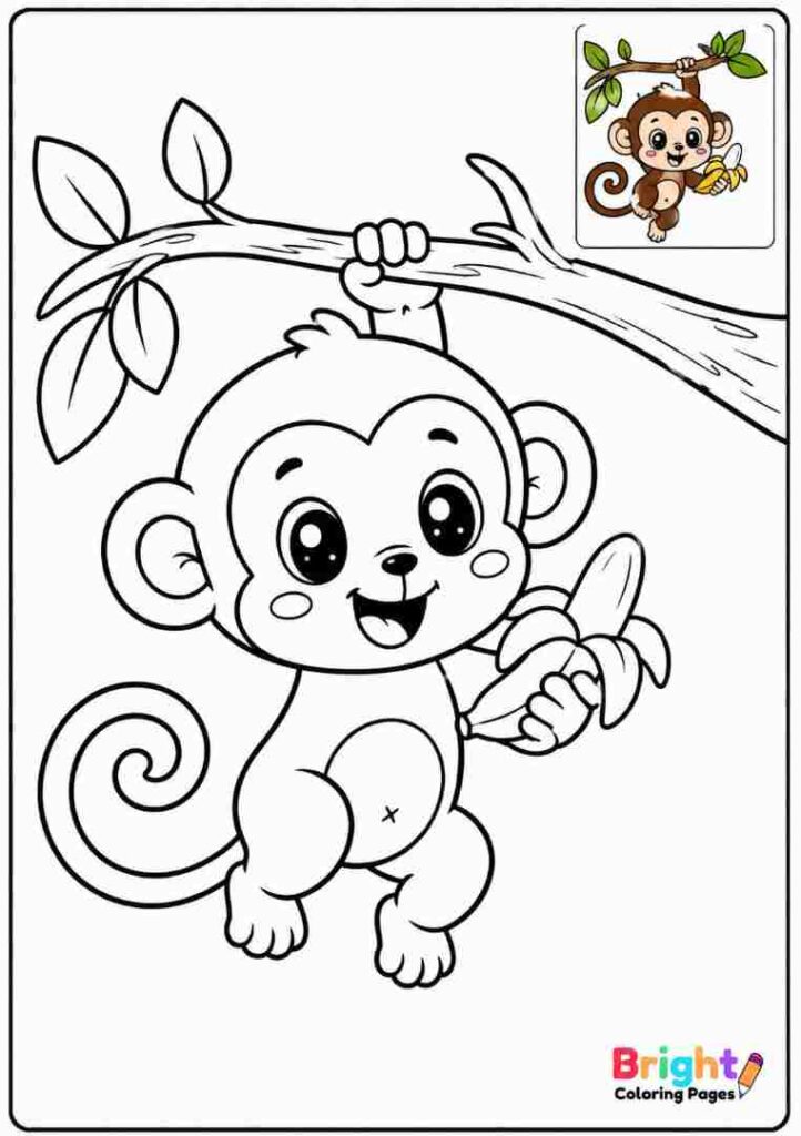 Kawaii Monkey coloring page