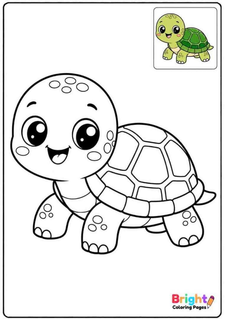Kawaii Turtle Coloring Page