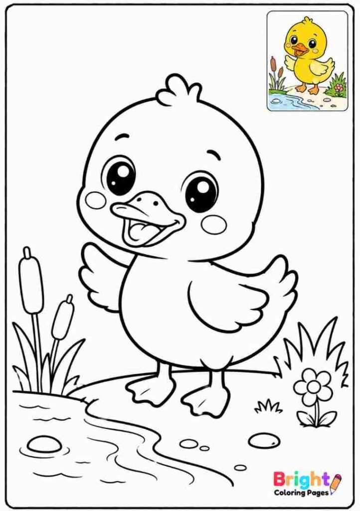 Kawaii Duck coloring page