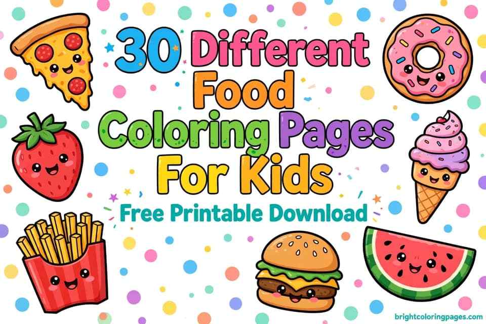 30 Different Food Coloring Pages For Kids (Free Printable Download)