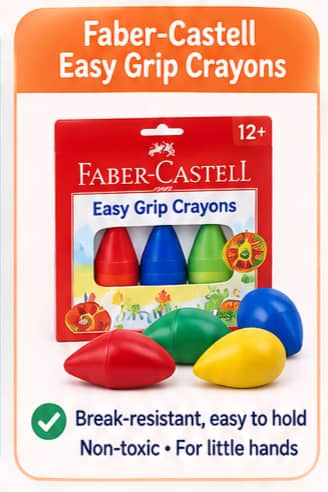 Best for tiny hands that need control: Faber-Castell Easy Grip Crayons