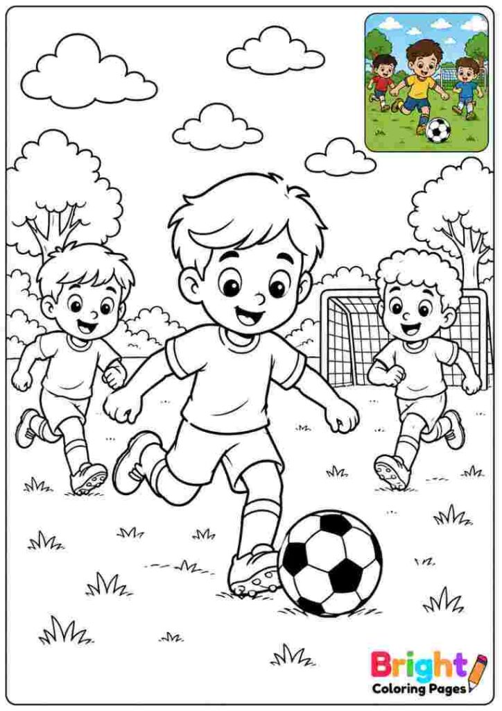 Boy Playing Football coloring page